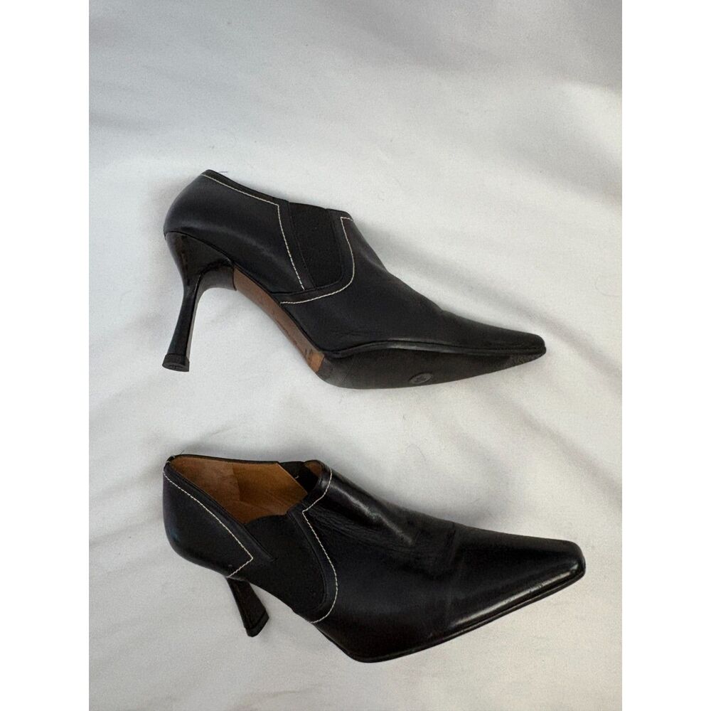 Donald J. Pliner Couture Leather Booties Black Size 9.5M High Heel Pointed Toe
